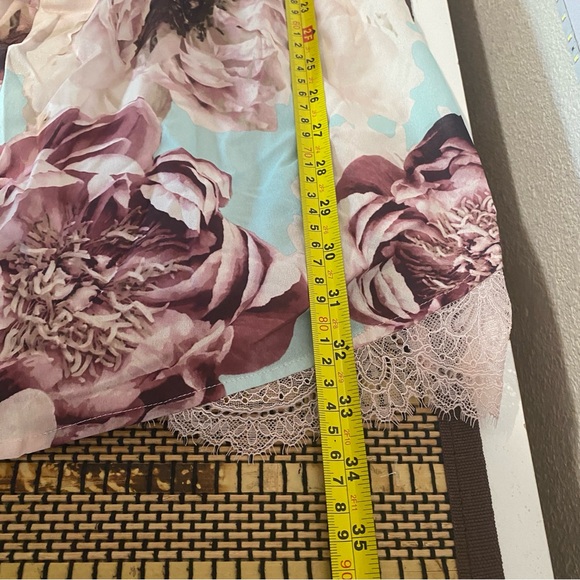 Cacique Floral Lace Romper Sleepwear Plus Size 26/28 | Pink Aqua Peony Print - Picture 11 of 11